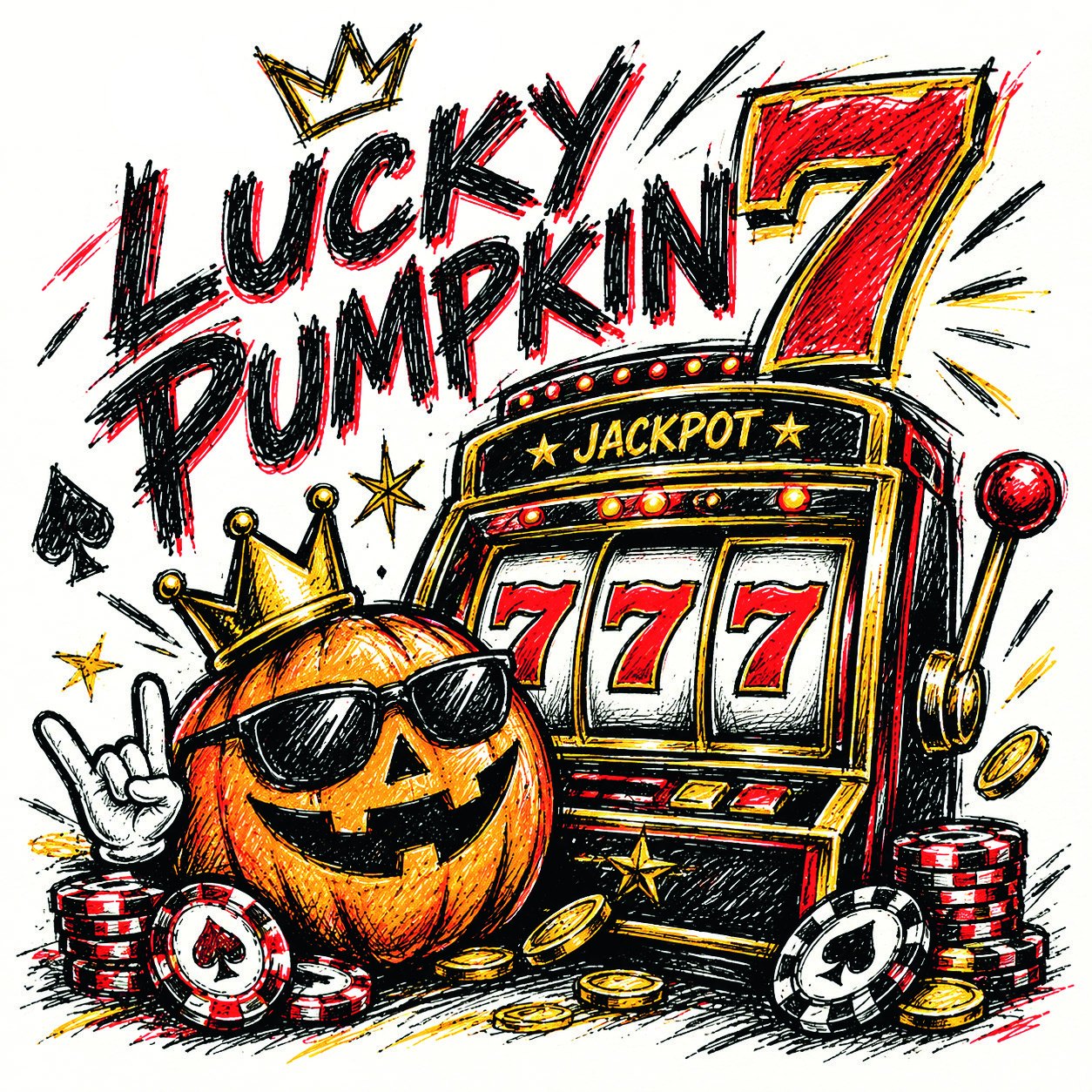Lucky Pumpkin: Kürbis mit Sonnenbrille vor einem Spielautomaten – BOB’S Special-Aktion